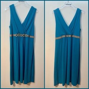 Boden Sleeveless Turquoise Blue Dress Jewel Belt